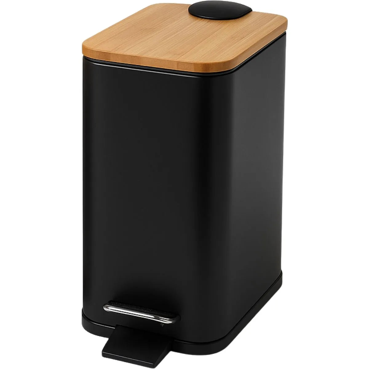 Lixeira VitaClean Premium 5L - Inox com Tampa Bambu