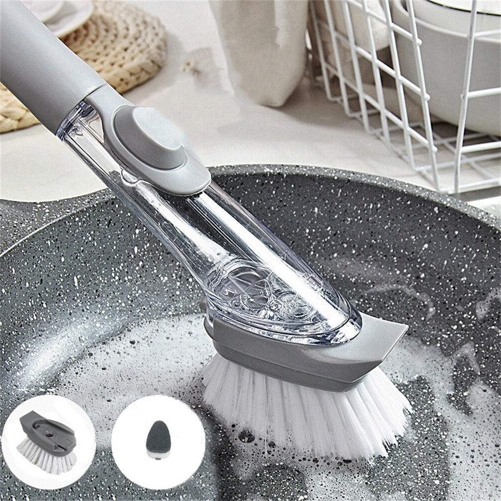 Escova Limpeza Lava Louça Porta Detergente Dispenser 2 em 1