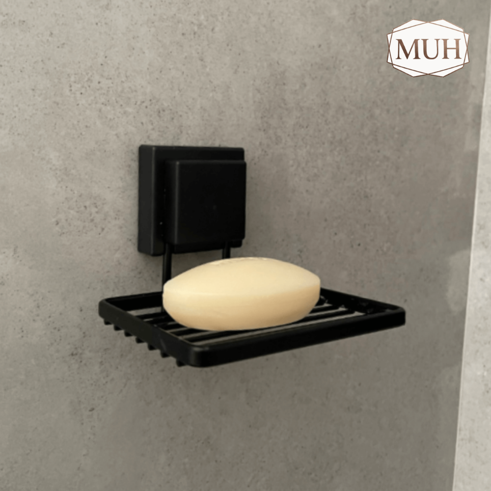 Saboneteira de Parede com Ventosa 12 cm Preto Fosco Fácil Instalação