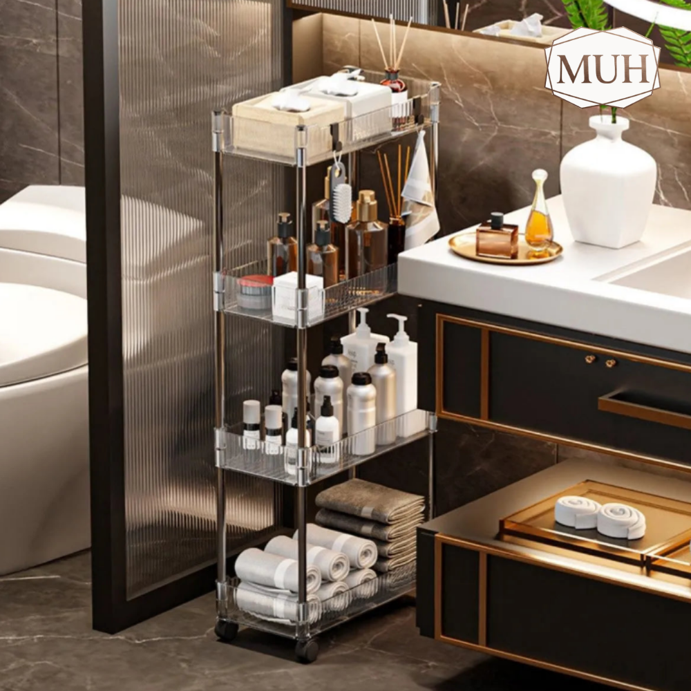 Carrinho Auxiliar Organizador Prateleira Multiuso em Acrílico Vita Decora