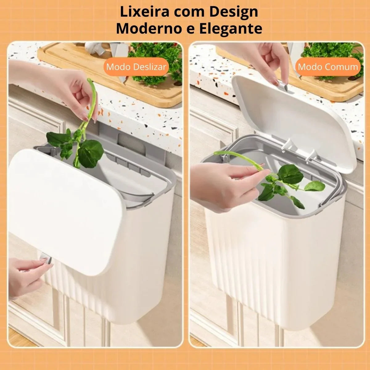 LixoFlex - Lixeira 9 Litros Pendurável e Veda Cheiros Com Adesivos ProFix