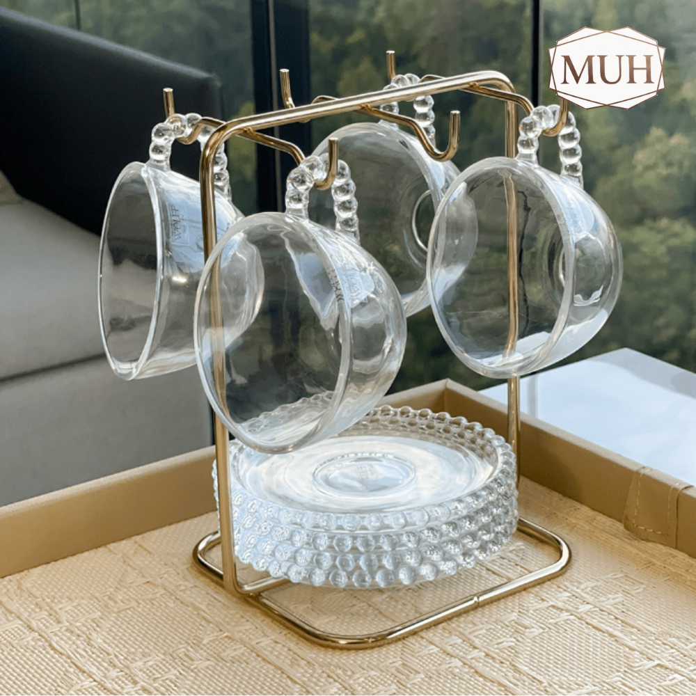 Suporte Porta Pires Maior e Xicara de Cha Dourado