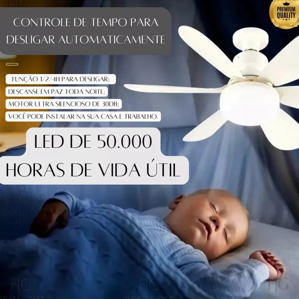 Ventilador de Teto com Lâmpada LED.