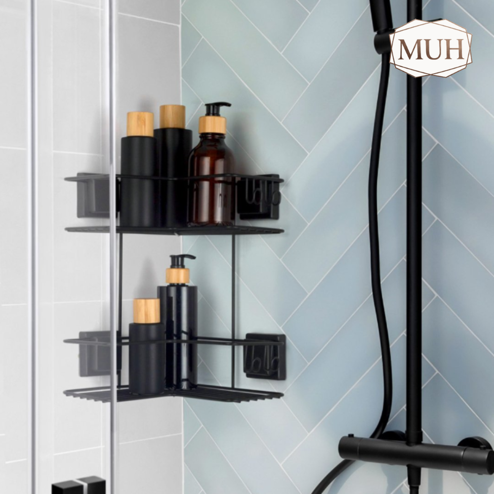 Cantoneira Porta Shampoo Dupla Fixação Ventosa Preto