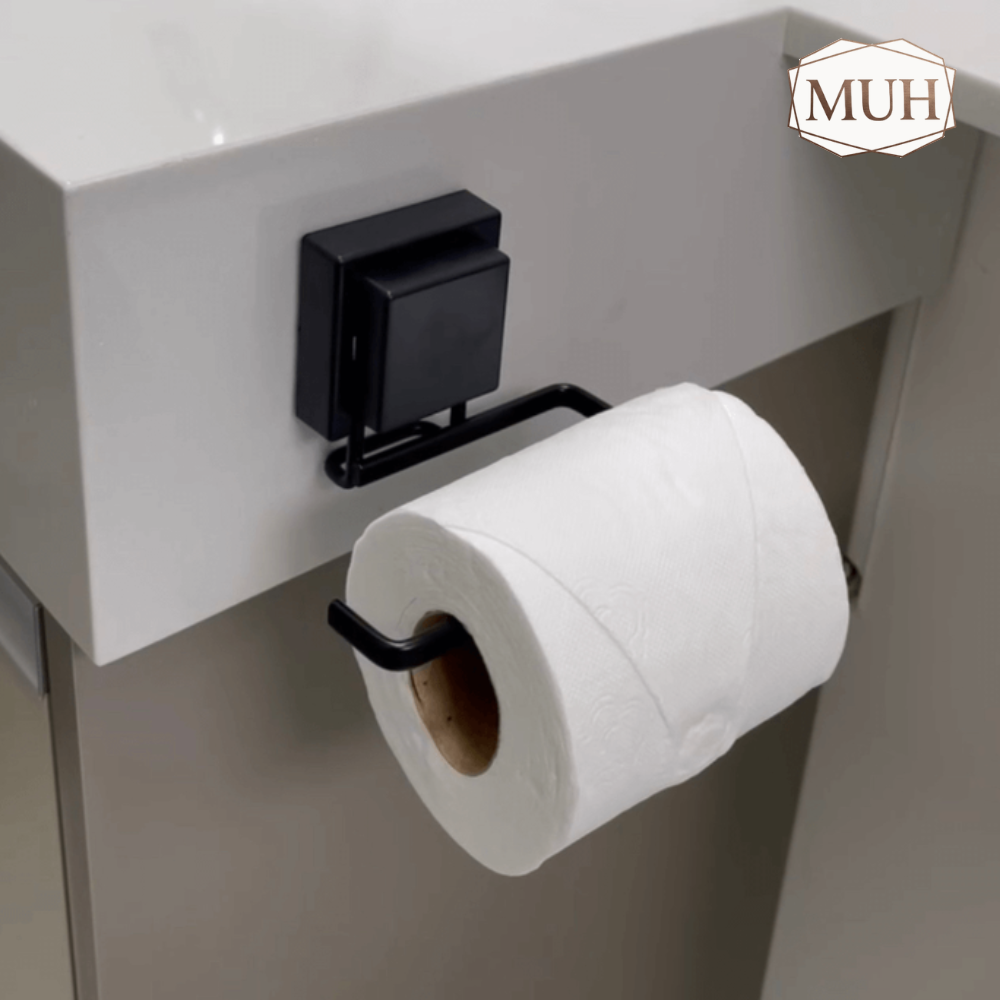 Suporte para Papel Higiênico com Ventosa Ultra-Aderente Preto Fosco