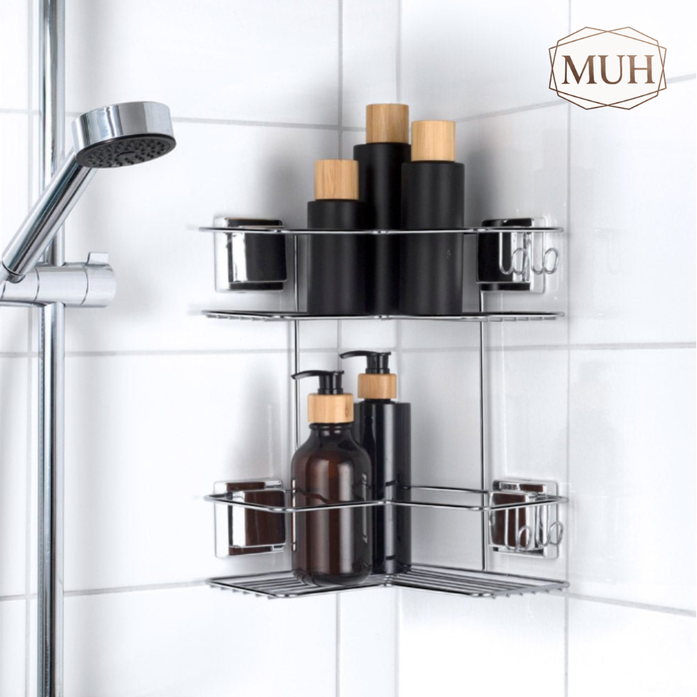 Cantoneira Porta Shampoo Dupla de Canto com Ventosa Cromado