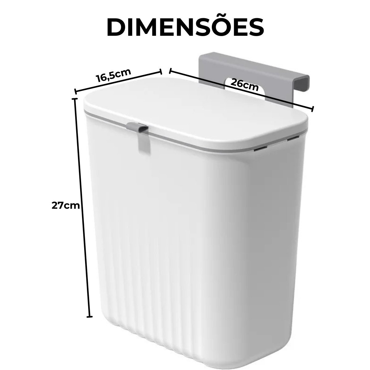 LixoFlex - Lixeira 9 Litros Pendurável e Veda Cheiros Com Adesivos ProFix