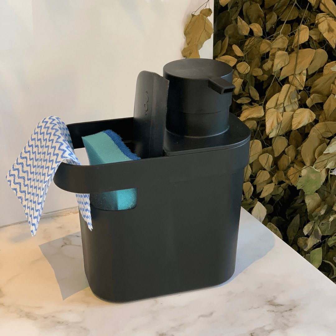 Dispenser Porta Detergente e Organizador de Pia Trium Preto 650 Ml