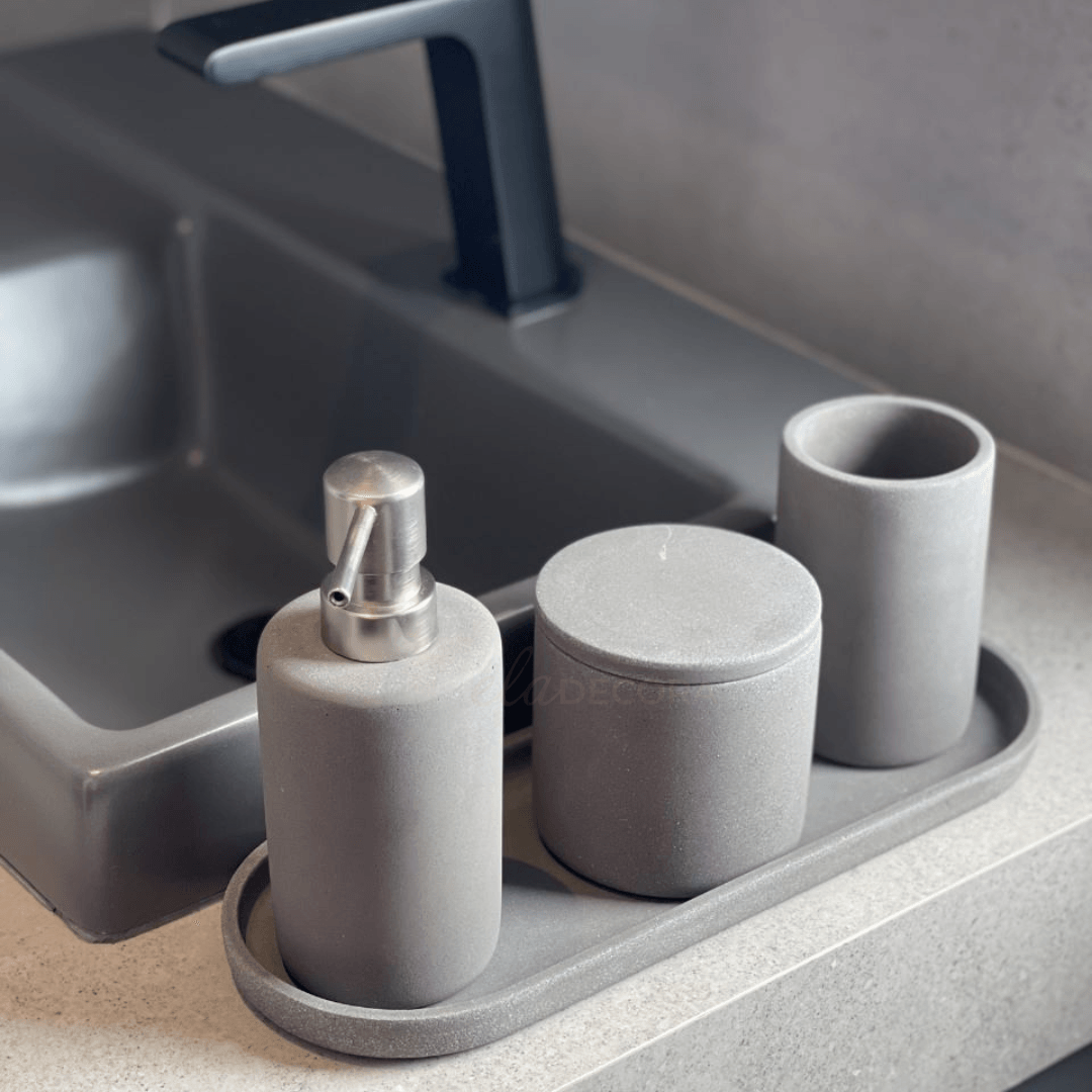 Kit para Banheiro Cimento Cinza 4 Peças