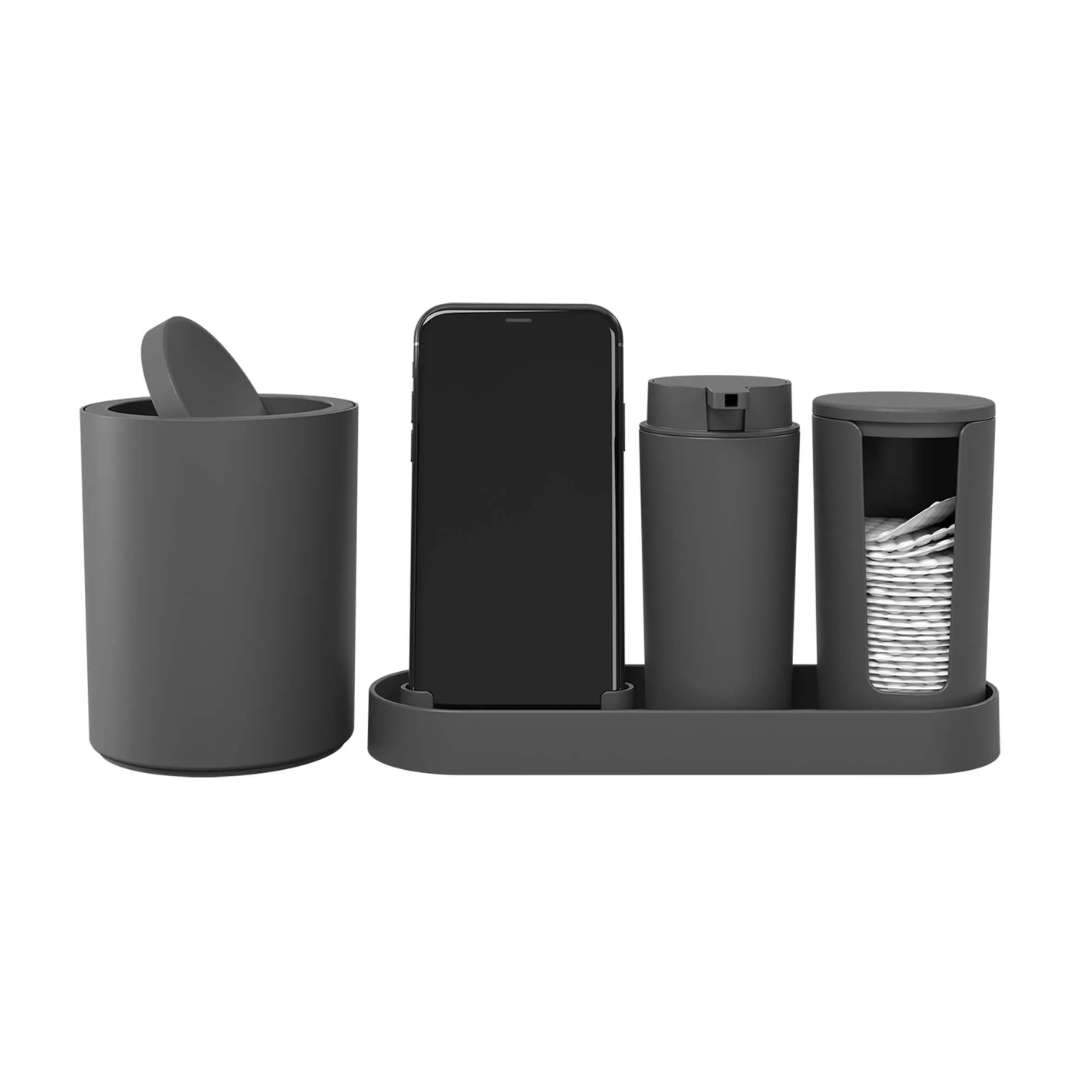 Kit Serene para Banheiro Cinza 4 Peças