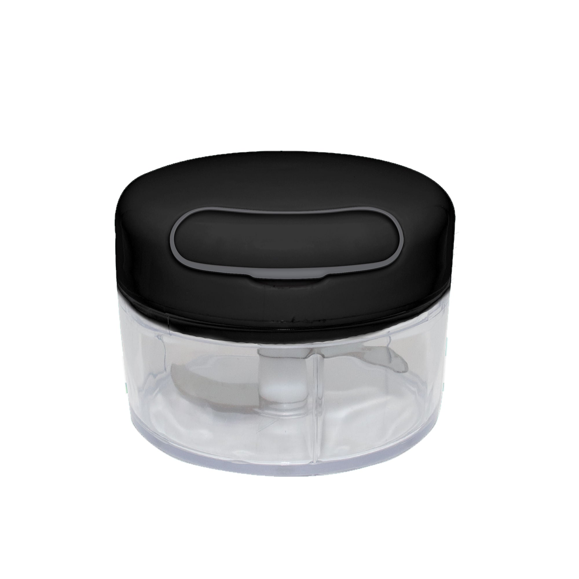 Mini Processador de Alimentos Manual em Plástico com 2 Laminas Preto e Cinza 200ml