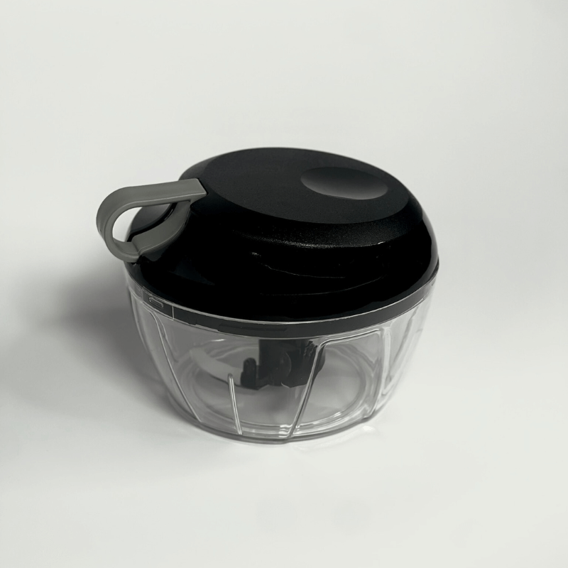 Mini Processador de Alimentos Manual Preto e Cinza 500ml