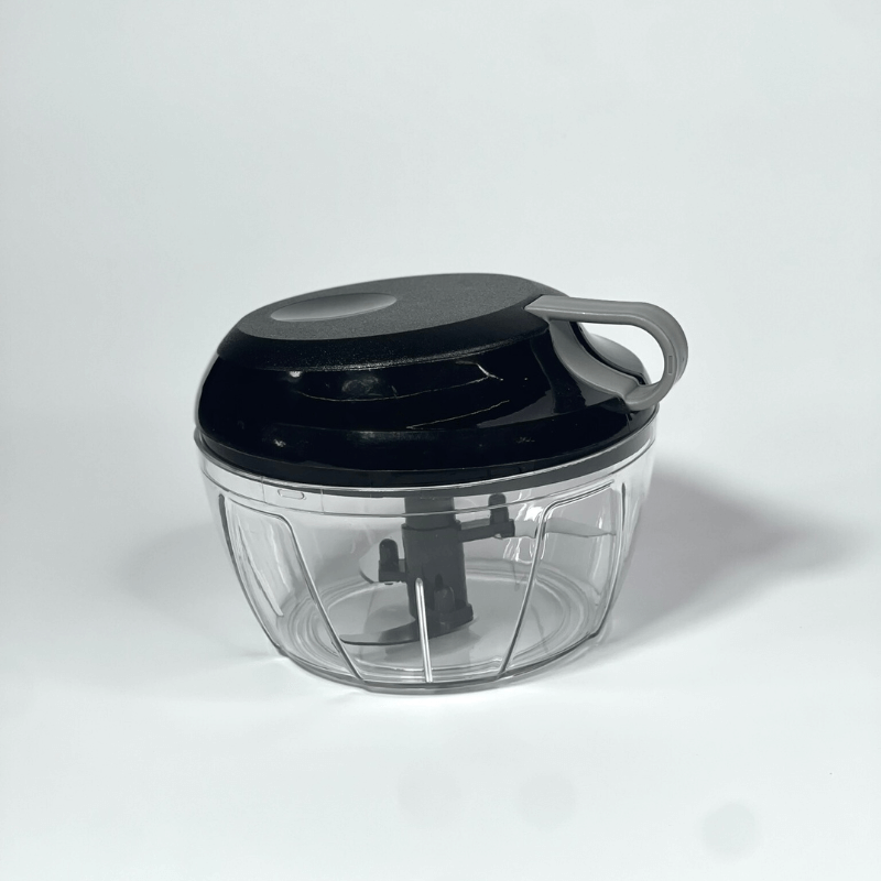 Mini Processador de Alimentos Manual Preto e Cinza 500ml