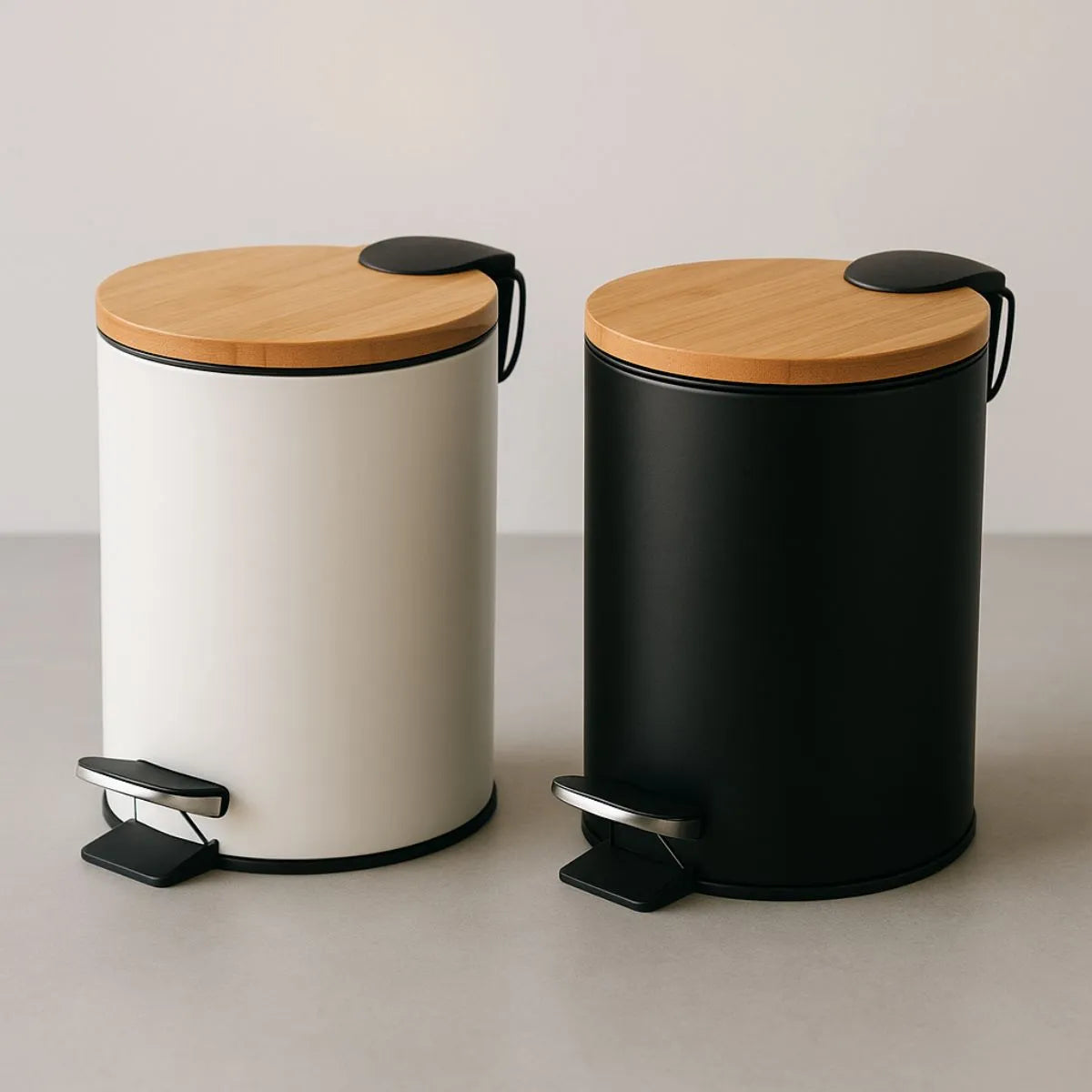 Lixeira VitaClean Premium 5L - Inox com Tampa Bambu