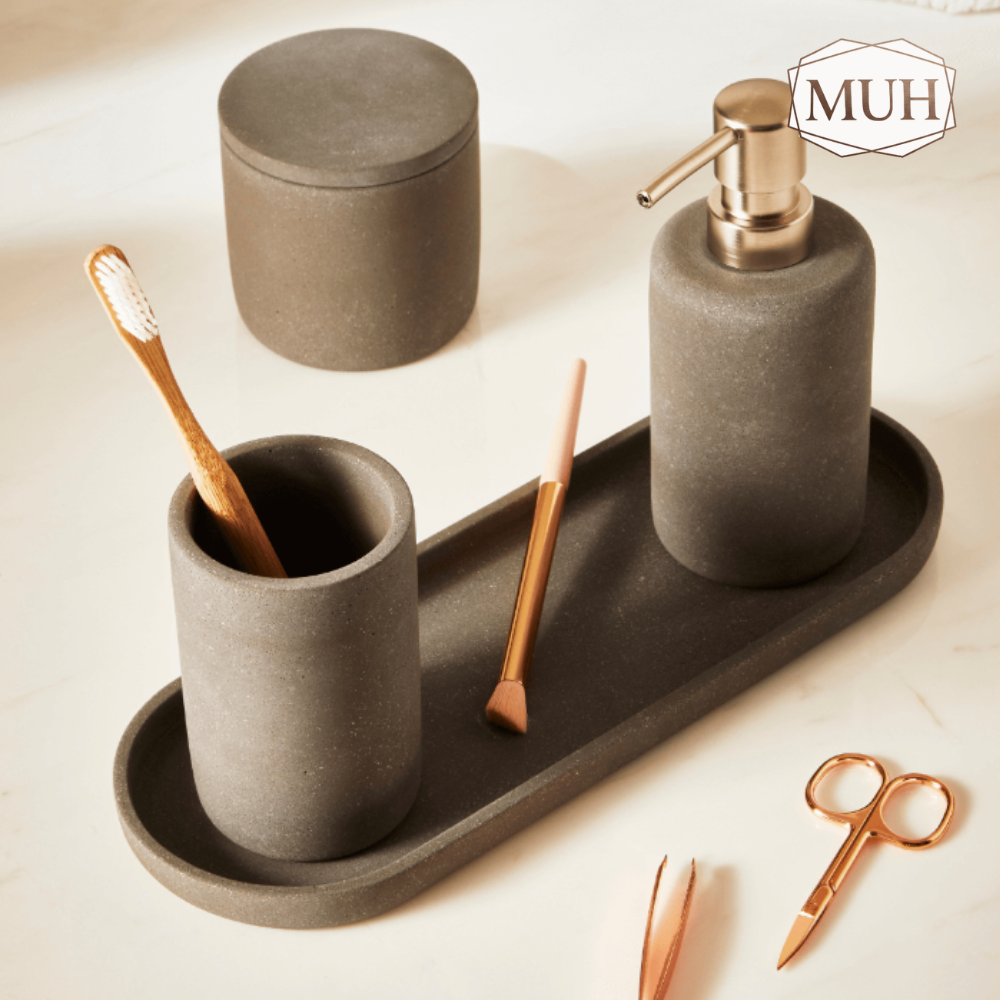 Kit para Banheiro Cimento Cinza 4 Peças