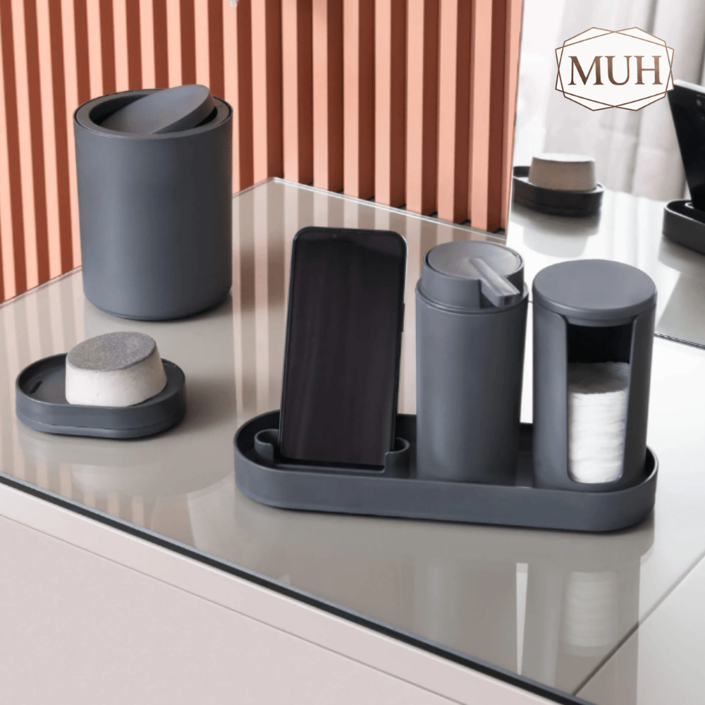 Kit Serene para Banheiro Cinza 4 Peças