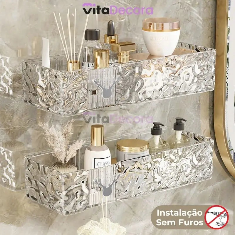 Kit Suporte Porta Shampo Organizador Luxury + Adesivos ProFix [FRETE GRÁTIS]