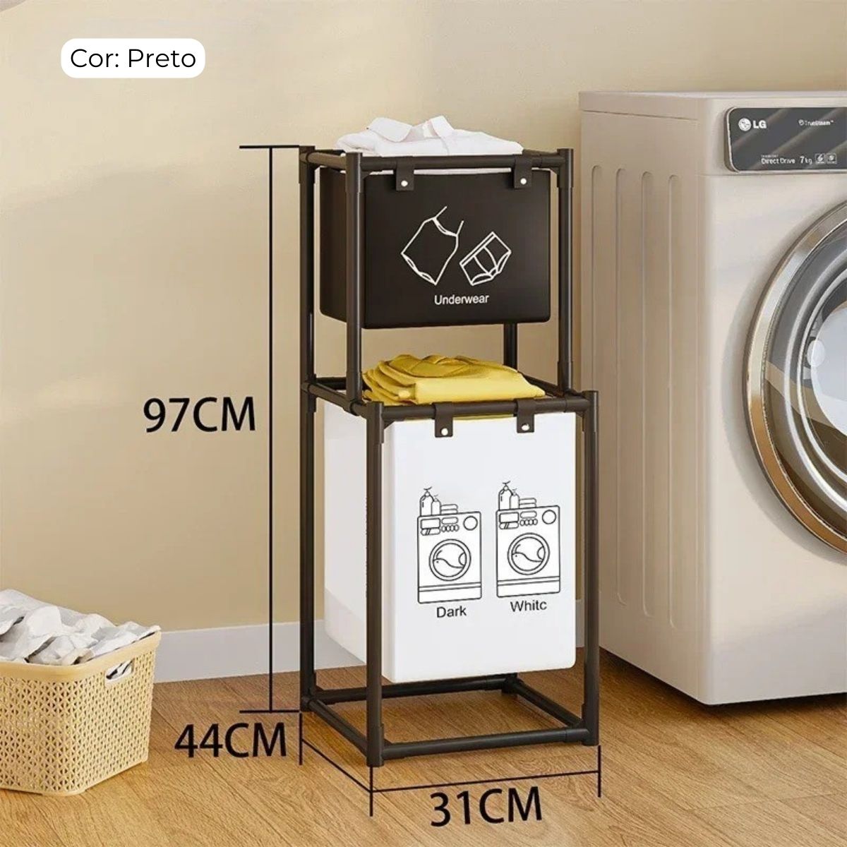 Cesto Roupa Suja Duplo Multiuso Organizador Prático Grande