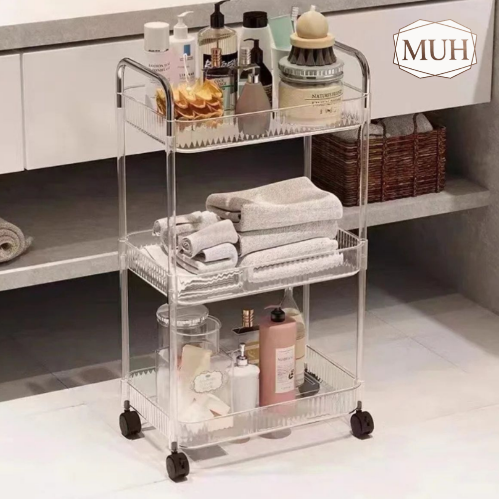 Carrinho Auxiliar Organizador Prateleira Multiuso em Acrílico Vita Decora