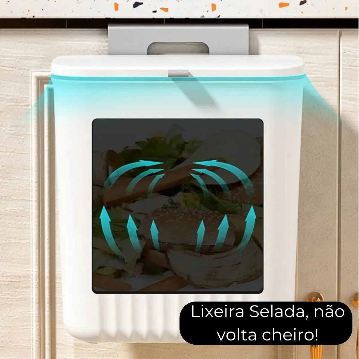 LixoFlex - Lixeira 9 Litros Pendurável e Veda Cheiros Com Adesivos ProFix