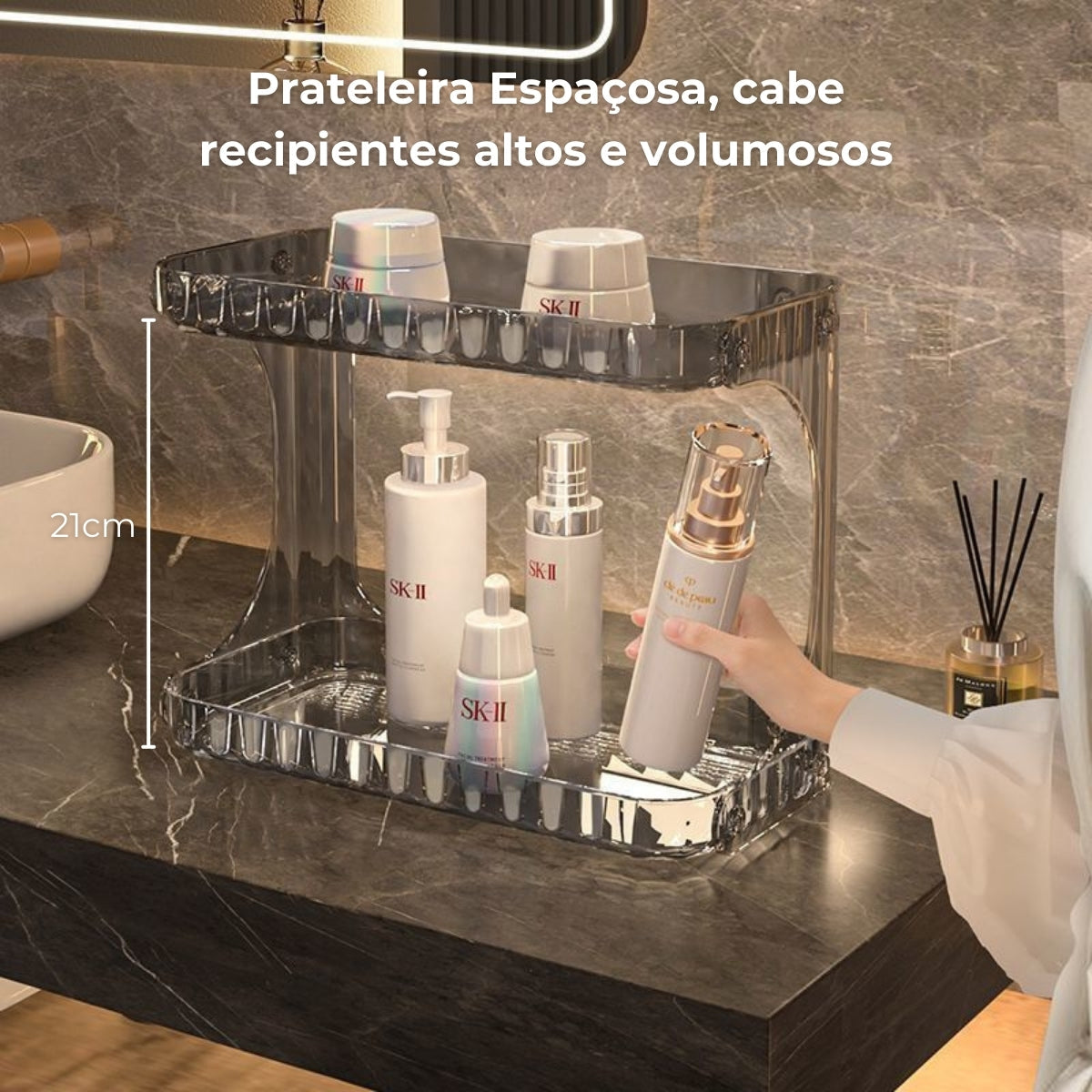 Sissy - Prateleira Organizadora Dupla Multiuso em Acrílico