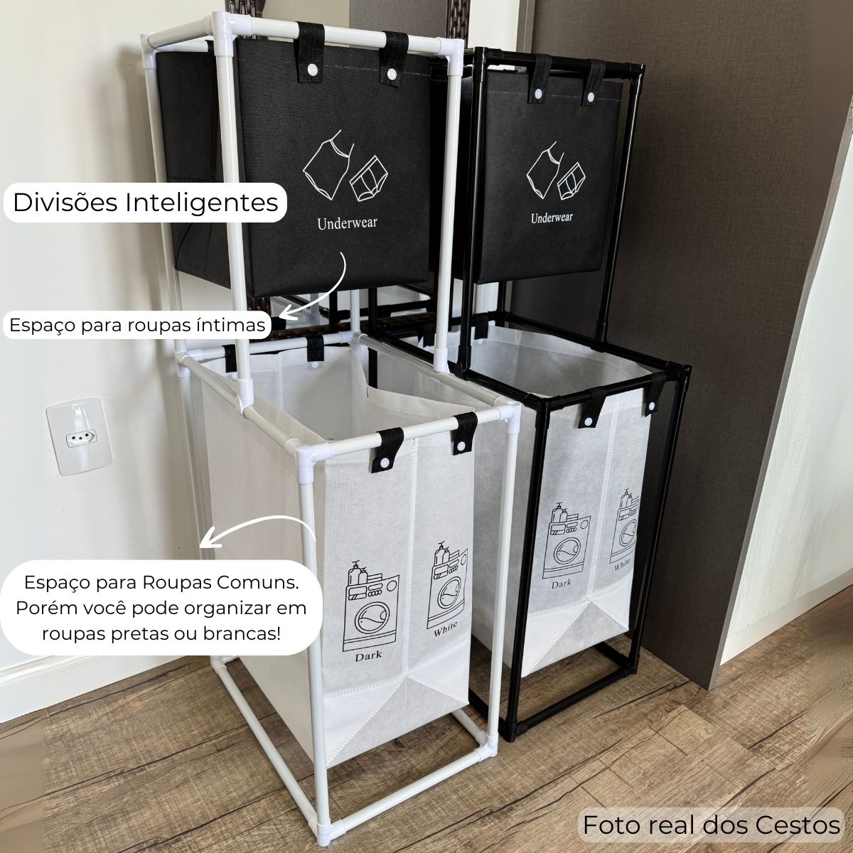 Cesto Roupa Suja Duplo Multiuso Organizador Prático Grande