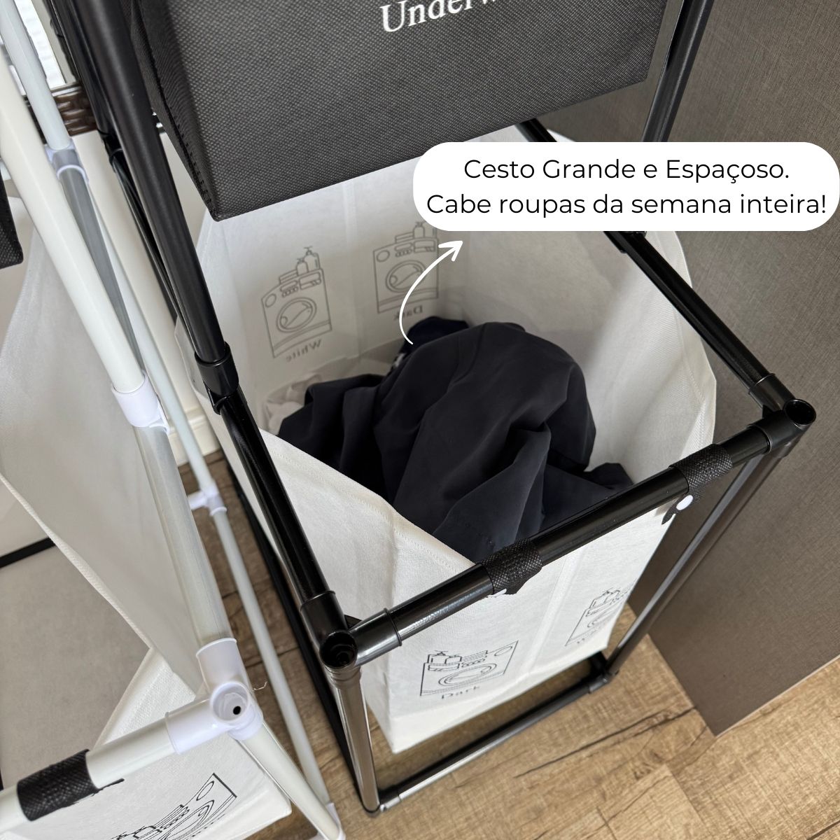 Cesto Roupa Suja Duplo Multiuso Organizador Prático Grande