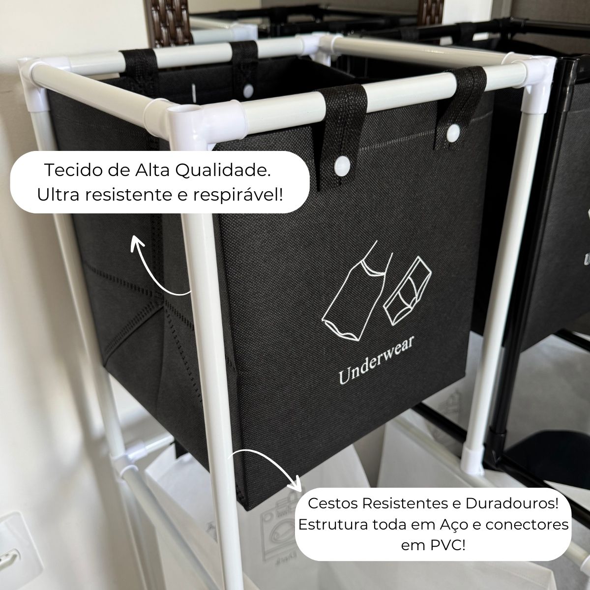 Cesto Roupa Suja Duplo Multiuso Organizador Prático Grande