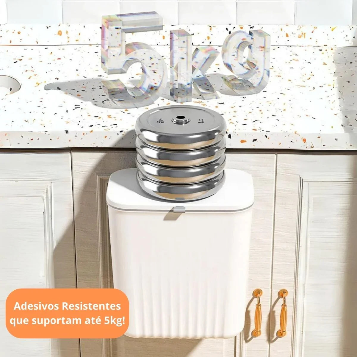 LixoFlex - Lixeira 9 Litros Pendurável e Veda Cheiros Com Adesivos ProFix