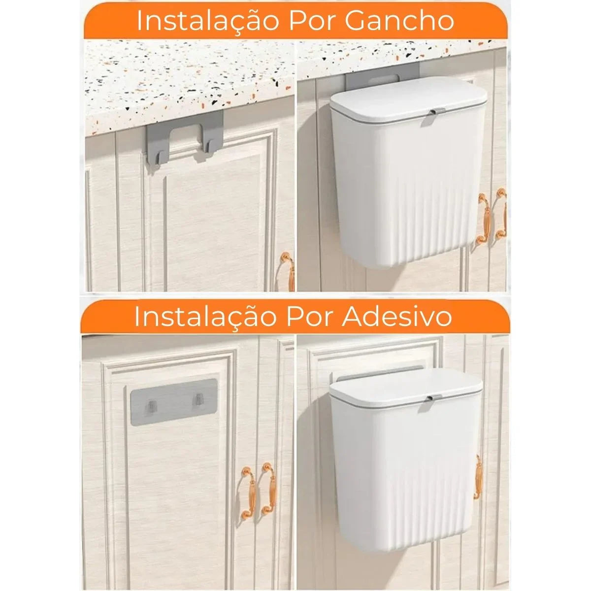 LixoFlex - Lixeira 9 Litros Pendurável e Veda Cheiros Com Adesivos ProFix