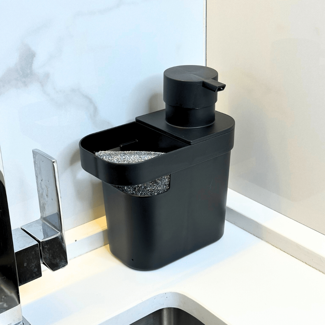 Dispenser Porta Detergente e Organizador de Pia Trium Preto 650 Ml