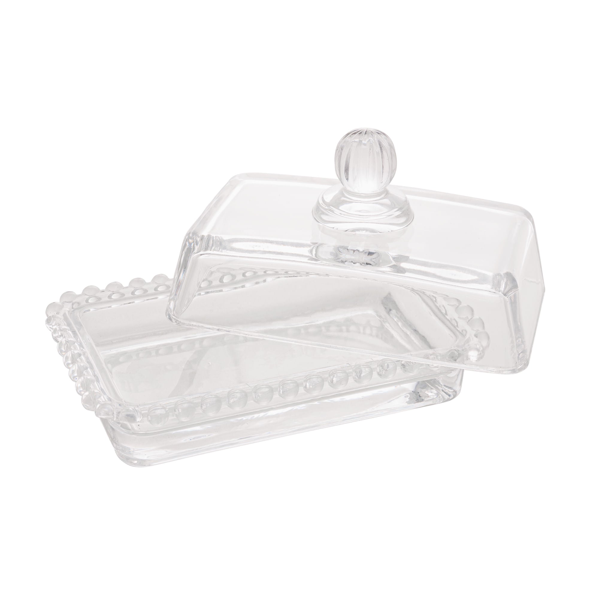 Manteigueira Cristal de Chumbo com Tampa Pearl 17cm x 10,5cm x 10cm
