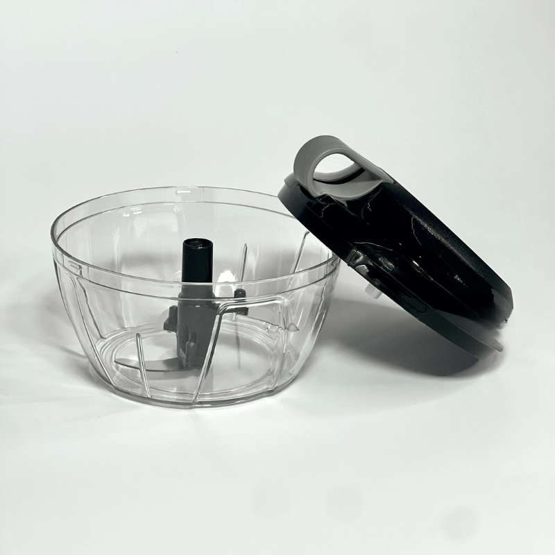 Mini Processador de Alimentos Manual Preto e Cinza 500ml