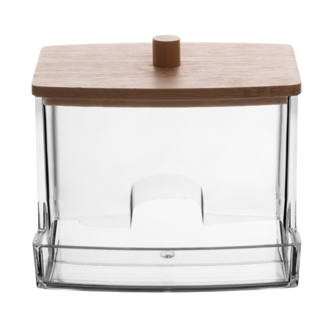 Porta Cotonetes Retangular com Tampa de Bambu My Box