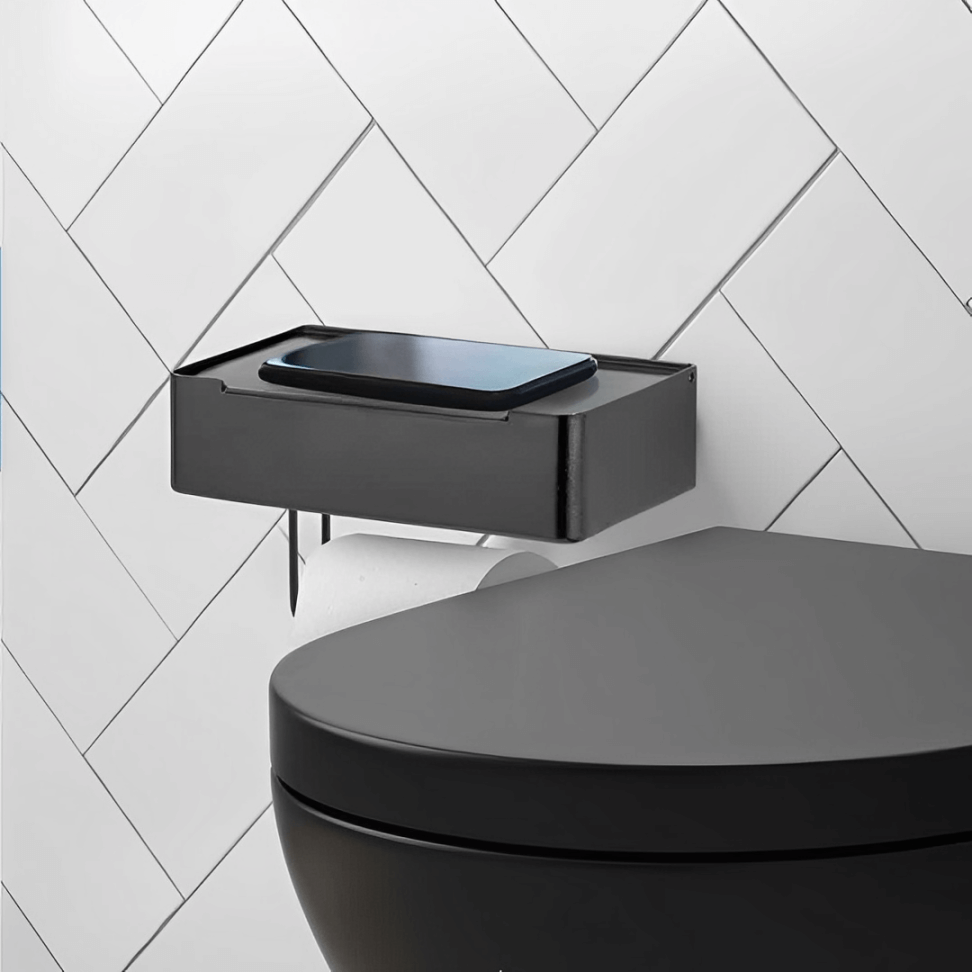 Suporte Papel Higiênico com Porta Objetos 3M Preto