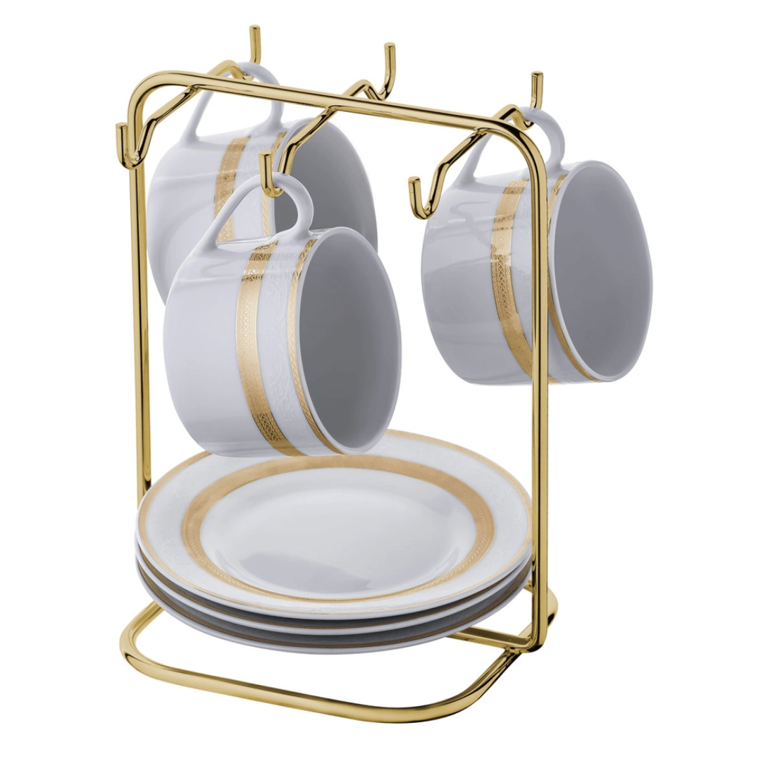 Suporte Porta Pires Maior e Xicara de Cha Dourado